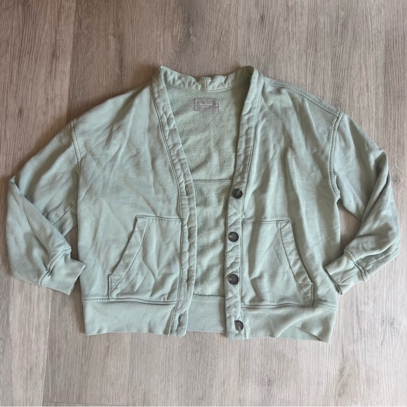 Everlane pastel mint sweatshirt cardigan - Picture 4 of 5